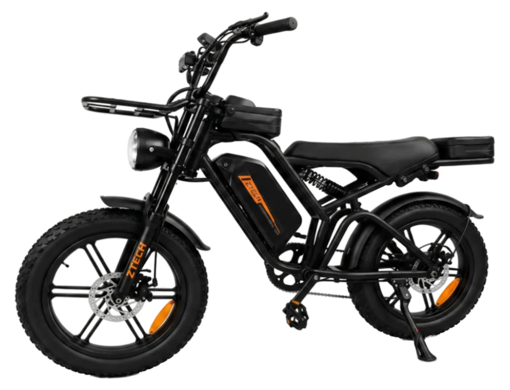 MOVRA 09 PRO preto, bike elétrica 1000 W, vista lateral, recortada sem fundo