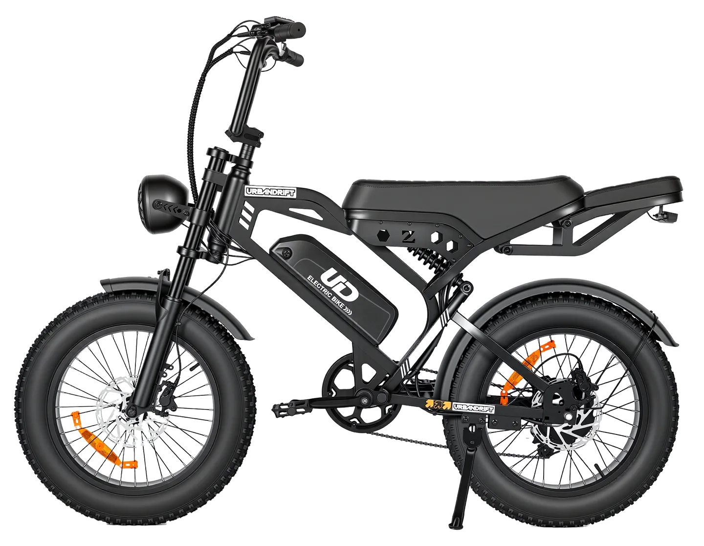 MOVRA ATV20 preto, bike elétrica 1000 W, vista lateral, recortada sem fundo