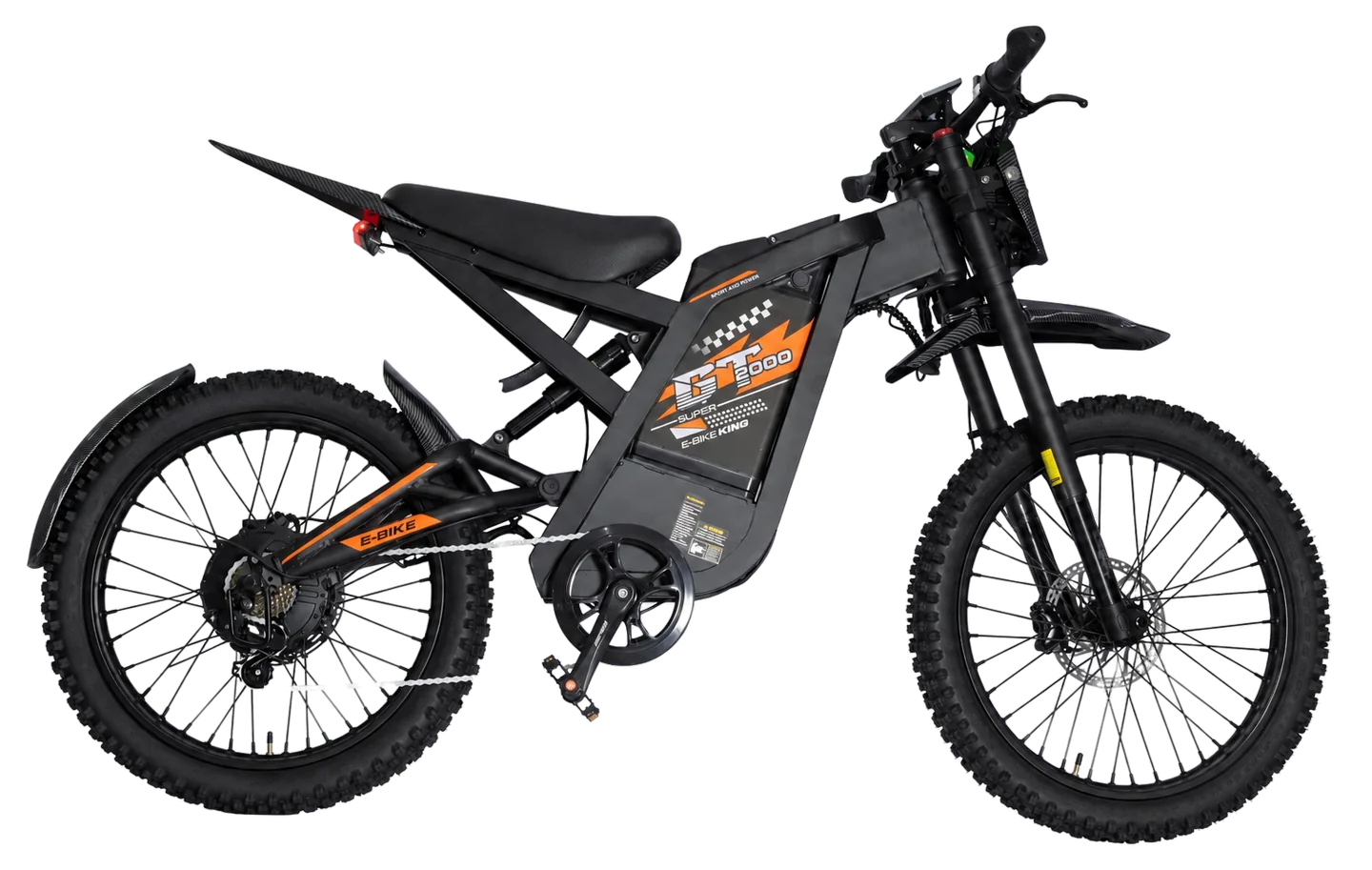 MOVRA GT 2000 laranja, bike elétrica 1000 W, vista lateral, recortada sem fundo