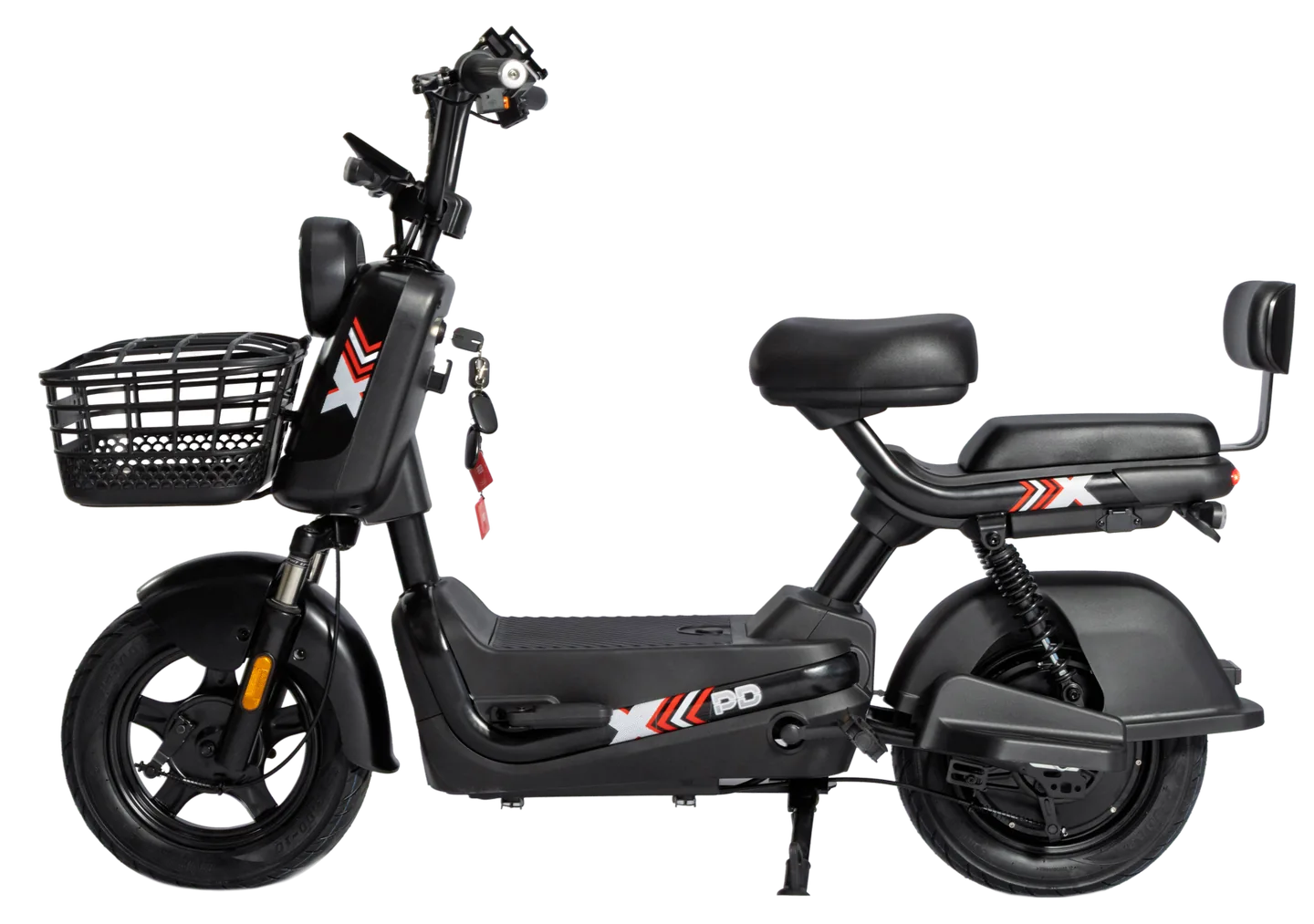 MOVRA J10 preto, moto elétrica 800 W, vista lateral, recortada sem fundo