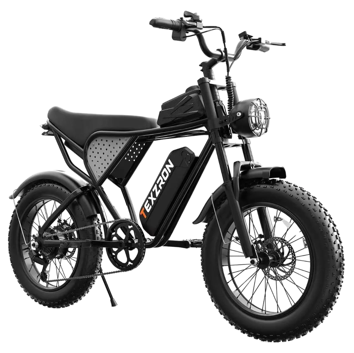 MOVRA Q20 MINI preto, bike elétrica 1000 W, vista em três quartos, recortada sem fundo