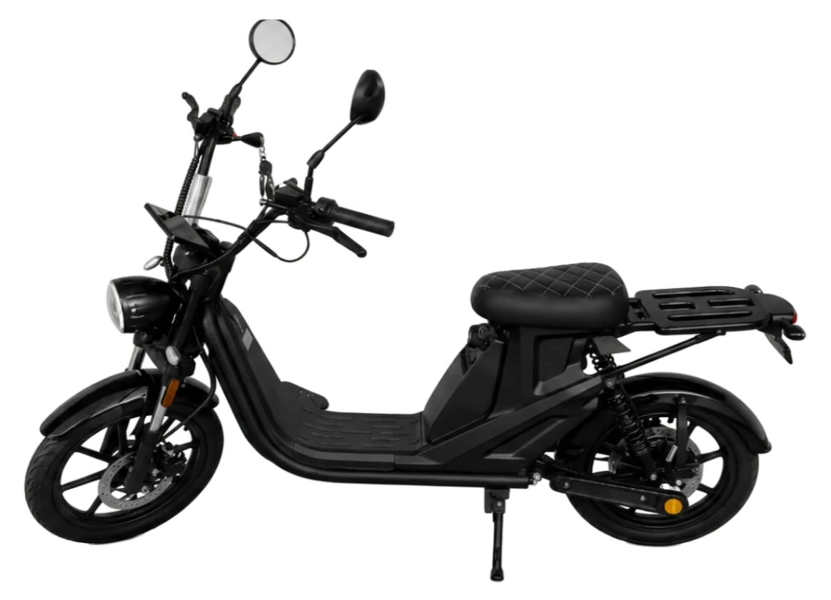 MOVRA Q4 preto, moto elétrica 1000 W, vista lateral, recortada sem fundo