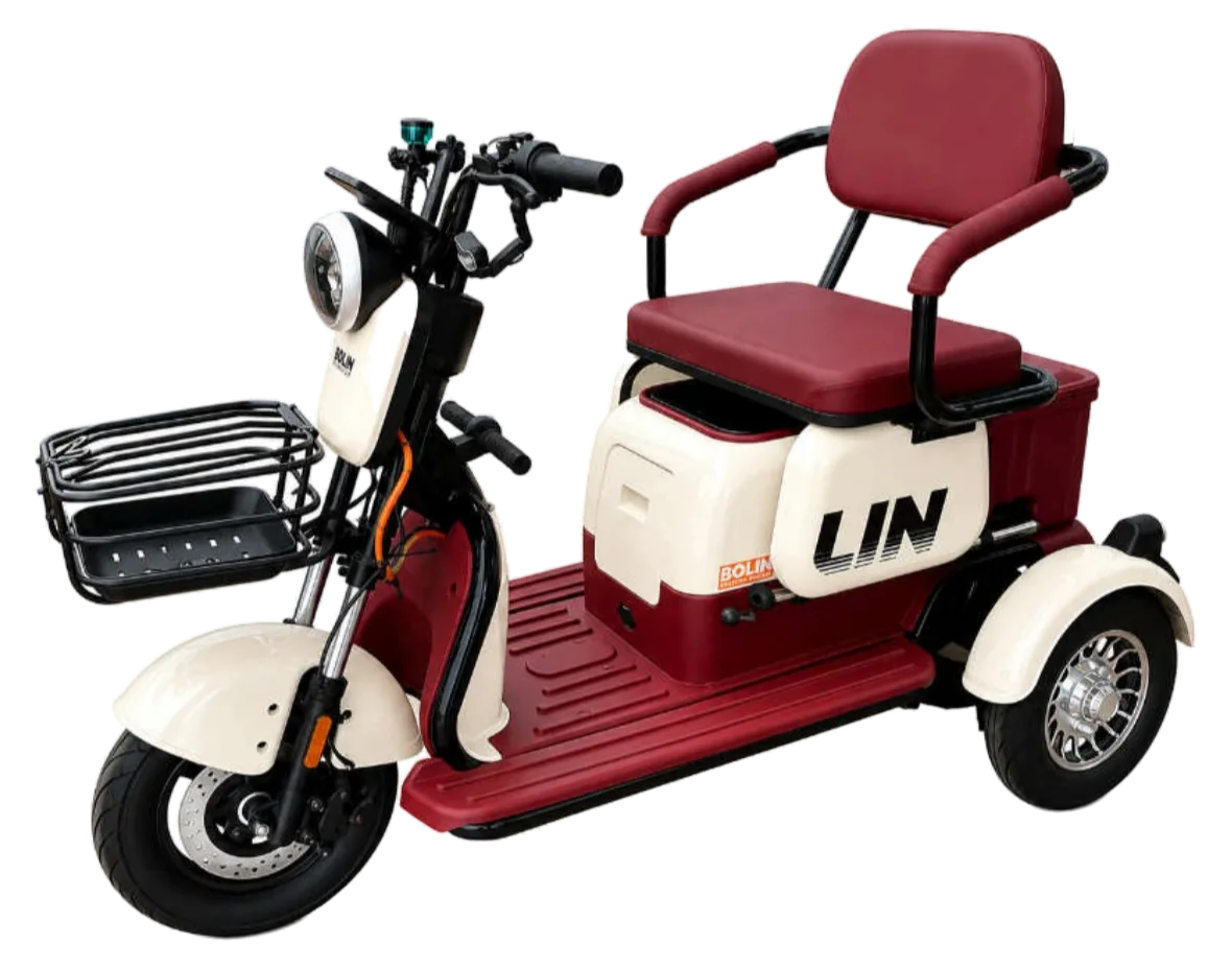 MOVRA T2 branco e vermelho, triciclo elétrico 1000, vista lateral, recortada sem fundo