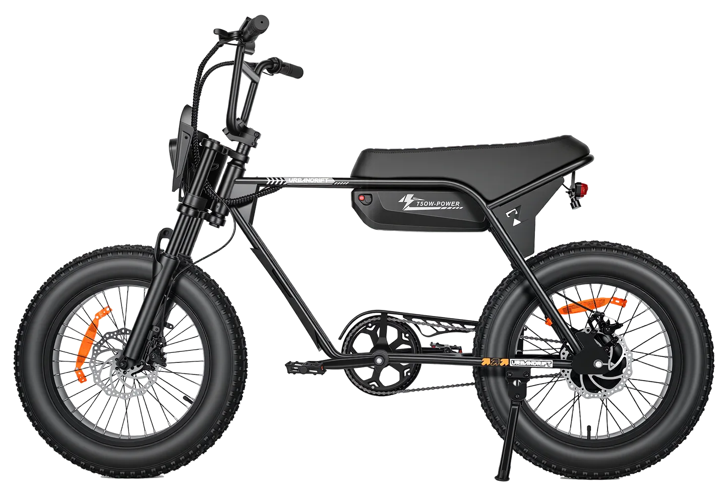 MOVRA Z7 preto, bike elétrica 750 W, vista lateral, recortada sem fundo