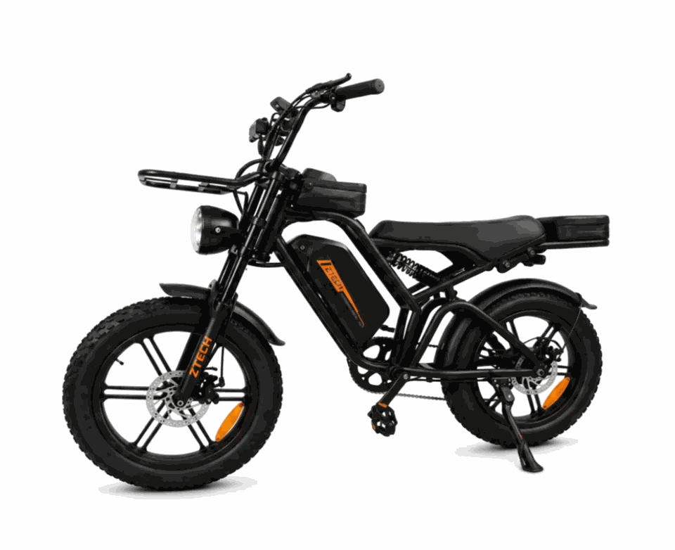 MOVRA 09 PRO preto, bike elétrica 1000 W, vista lateral em estúdio