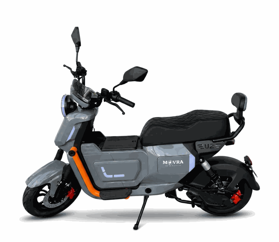 MOVRA AG08 U2 BR cinza, moto elétrica 1000, vista em três quartos em estúdio