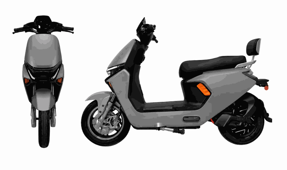 MOVRA FU A4 cinza, moto elétrica 1000 W, vista lateral em estúdio