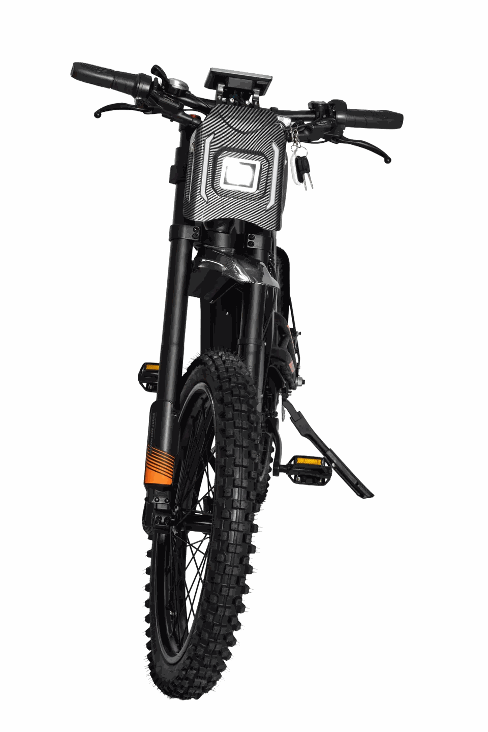 MOVRA GT 2000 preto, bike elétrica 1000 W, vista frontal em estúdio