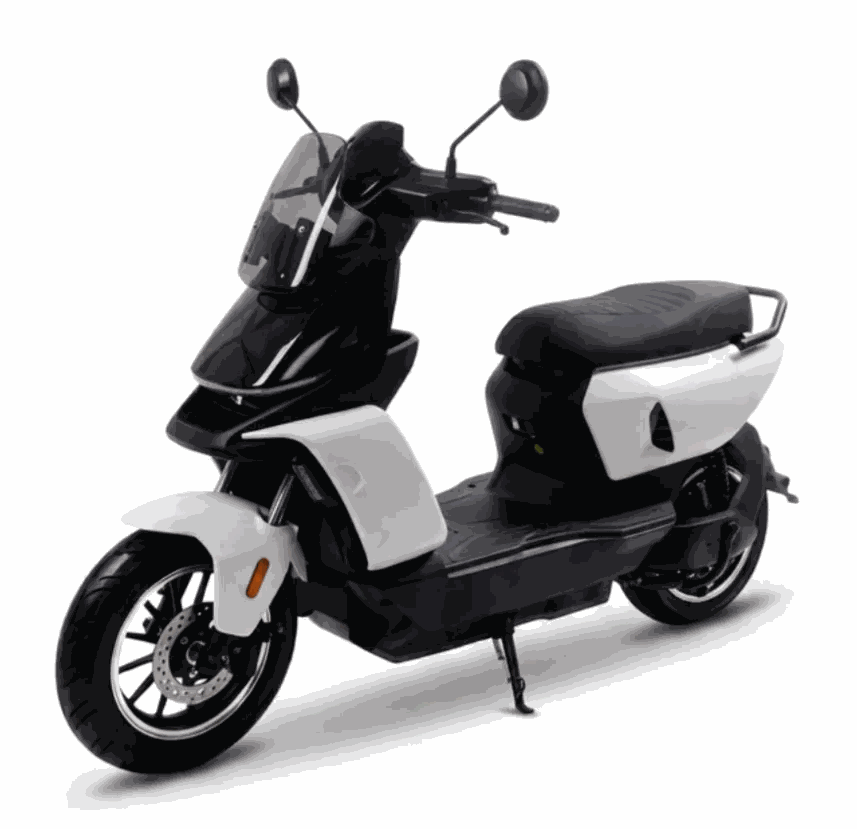 MOVRA JJS branco, moto elétrica 1000 W, vista em três quartos em estúdio