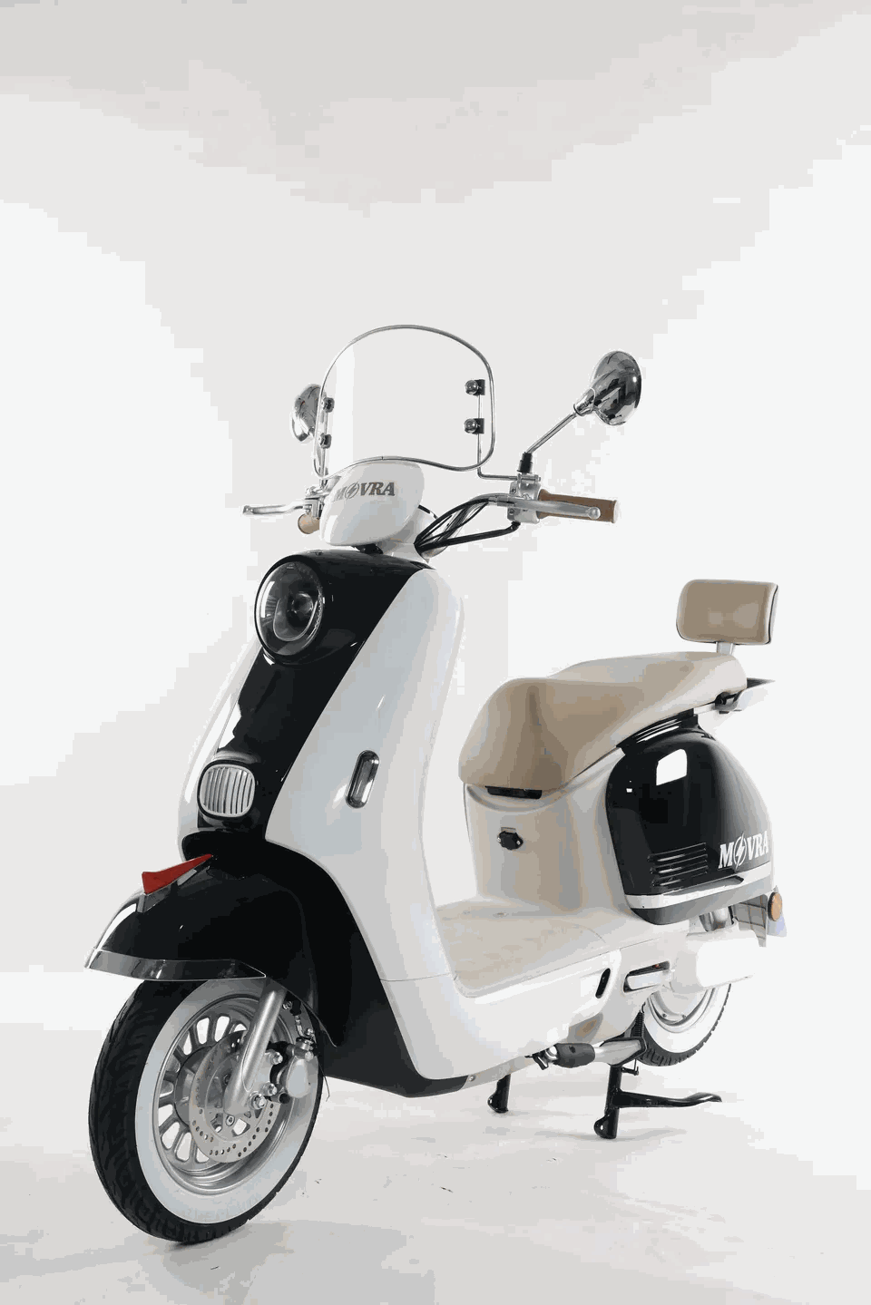 MOVRA ML preta, moto elétrica 1000 W, vista frontal em estúdio