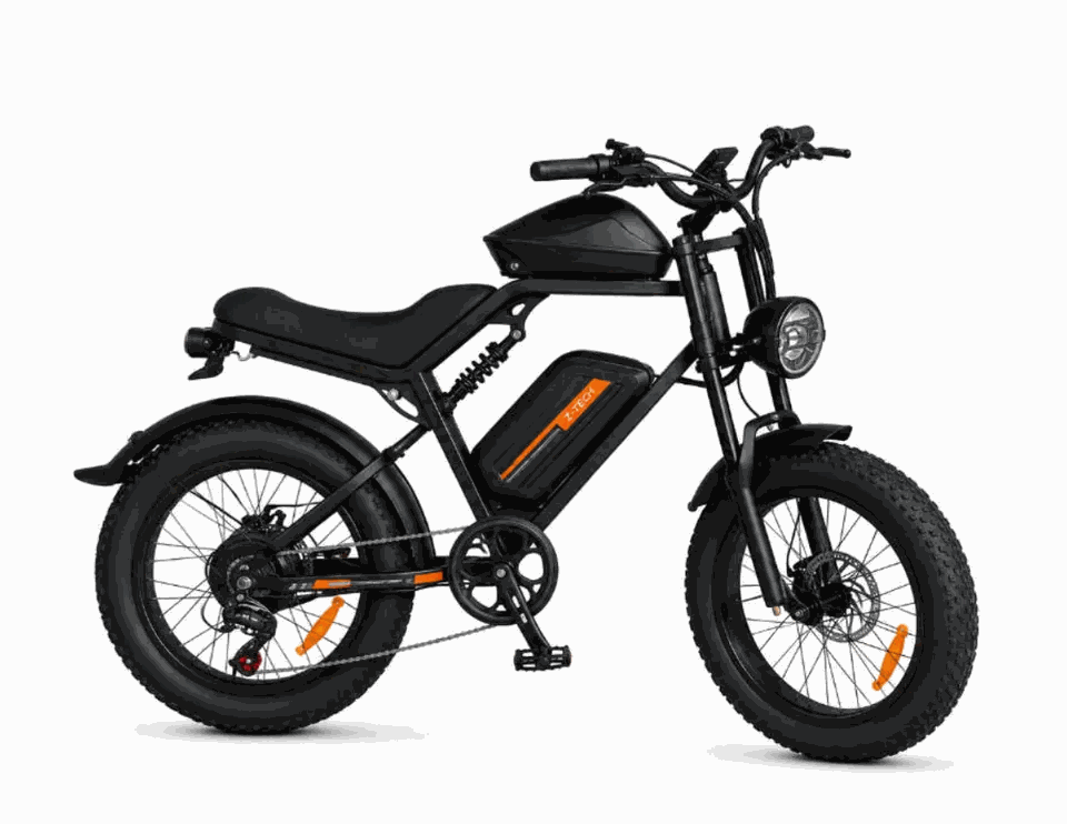 MOVRA O2 preto, bike elétrica 500 W, vista lateral em estúdio