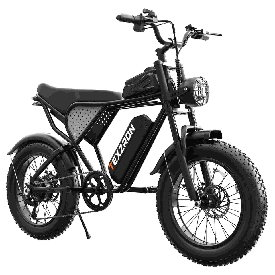 MOVRA Q20 MINI preto, bike elétrica 1000 W, vista em três quartos, recortada sem fundo