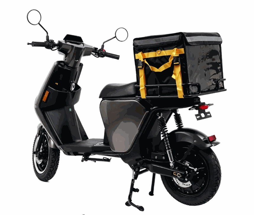 MOVRA Q5 cinza, moto elétrica 1000 W, vista em três quartos em estúdio