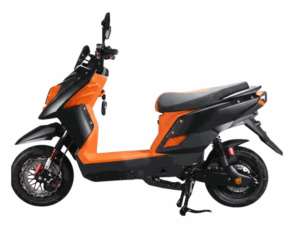MOVRA TTX+ laranja, moto elétrica 1000 W, vista lateral em estúdio