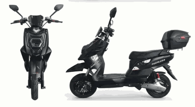 MOVRA TTX preta, moto elétrica 1000 W, vista lateral em estúdio