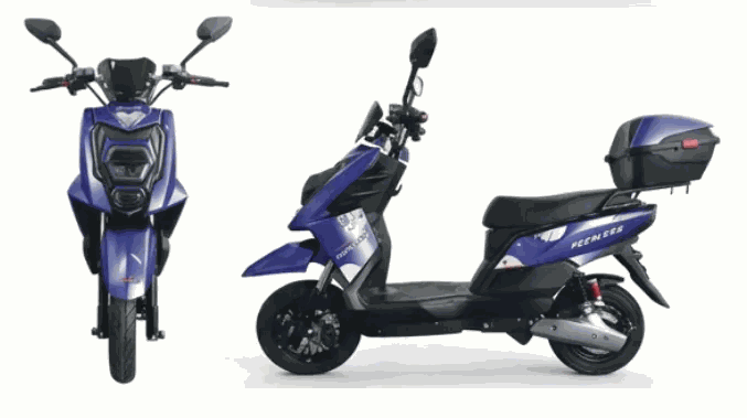MOVRA TTX azul, moto elétrica 1000 W, vista lateral em estúdio