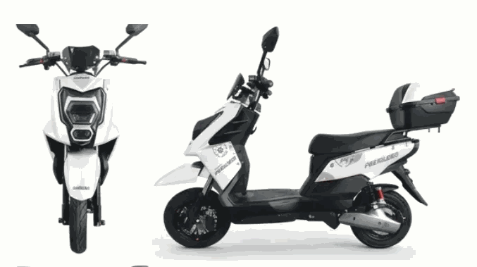MOVRA TTX branca, moto elétrica 1000 W, vista lateral em estúdio