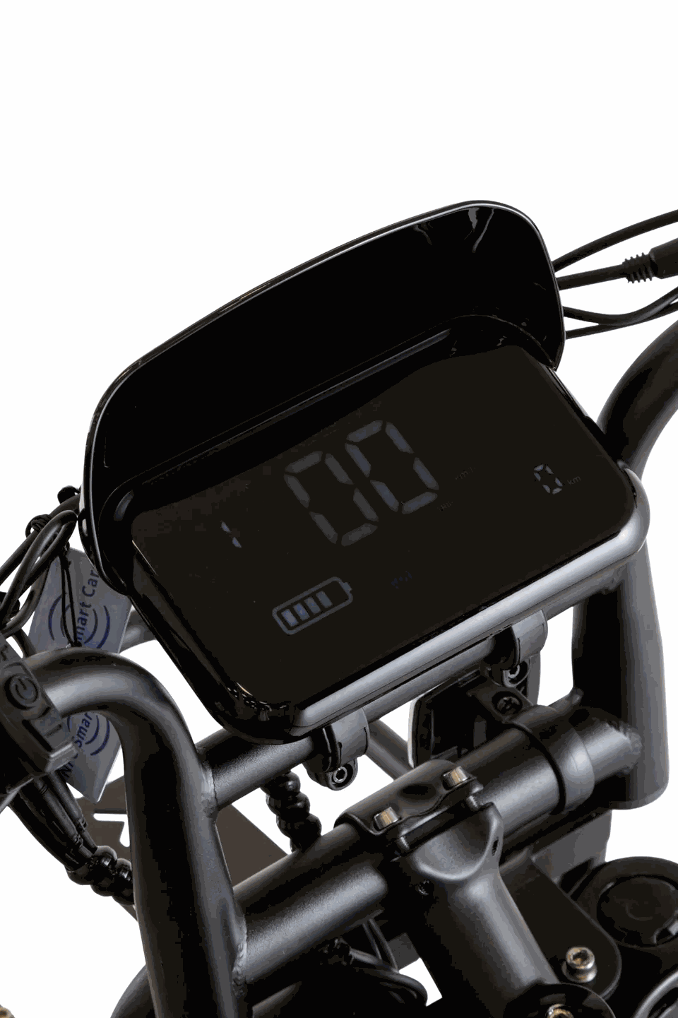 MOVRA V8 ULTRA preto, bike elétrica 1000 W, detalhe em estúdio