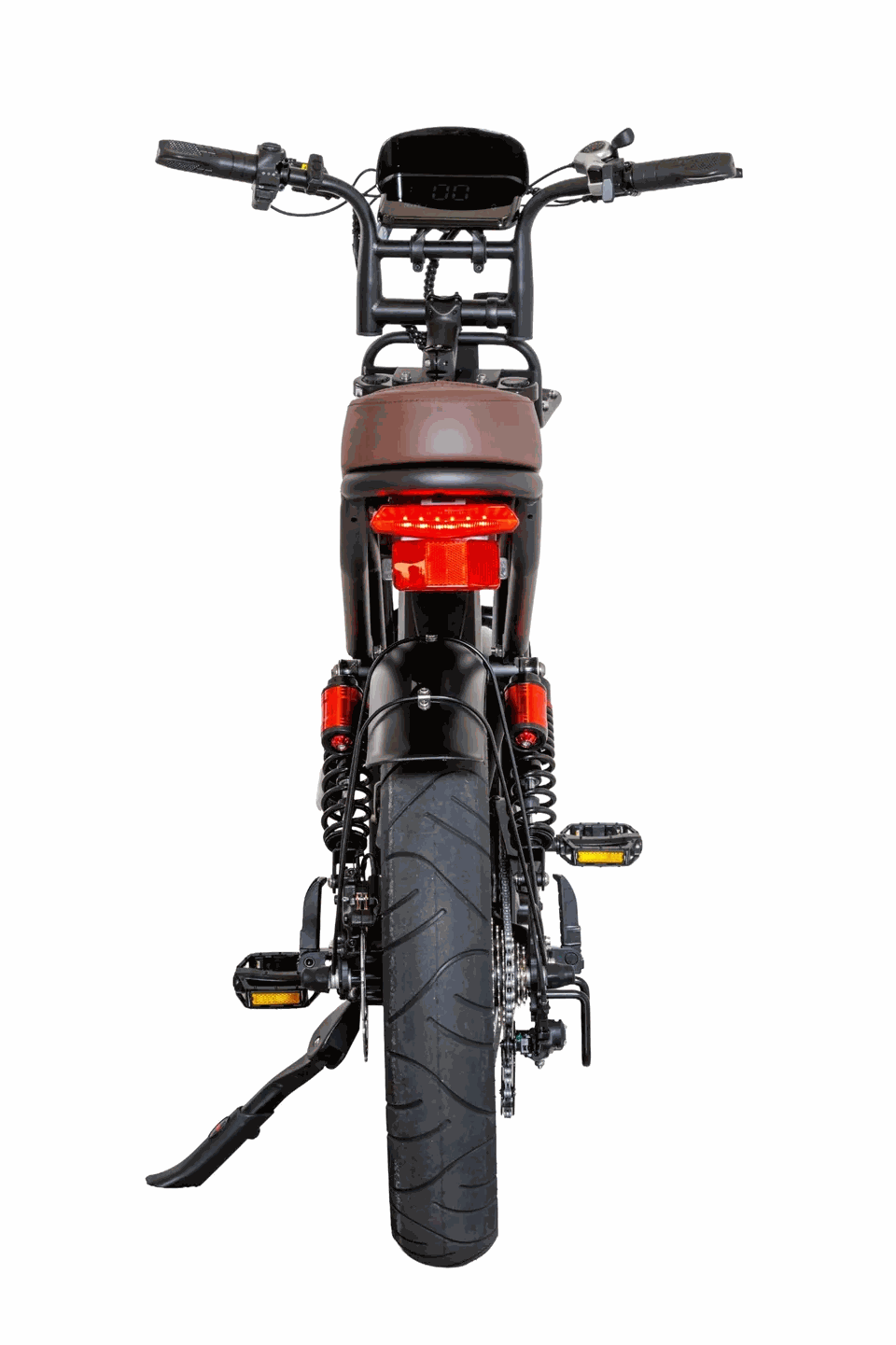 MOVRA V8 ULTRA preto, bike elétrica 1000 W, vista frontal em estúdio